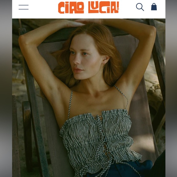 Ciao Lucia smocked bodice Lidia top in anchor - Picture 1 of 3